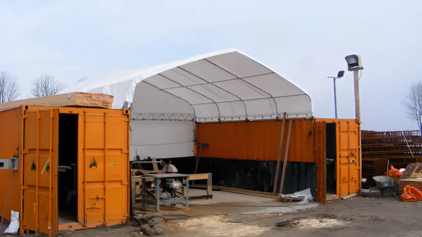 6m (20ft) wide shipping container tents