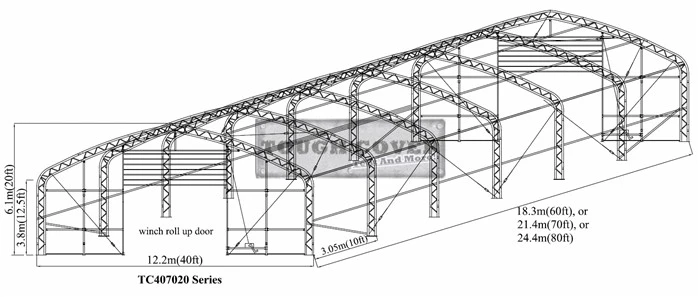 engineering drawing of 40x60x20 fabric building
