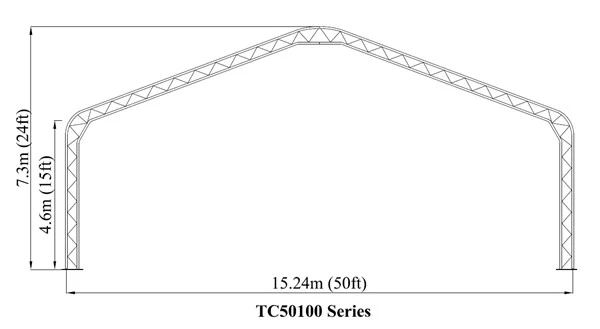 engineer drawing of 50x100 fabric building