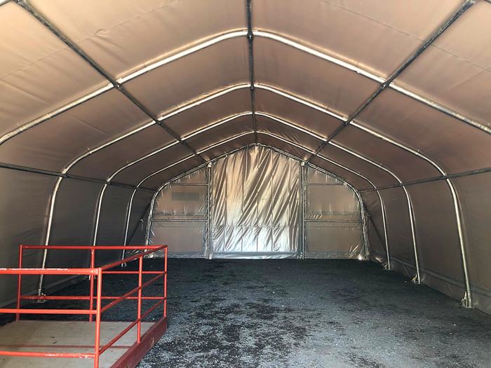 7.9m (26') wide fabric Storage Shelter