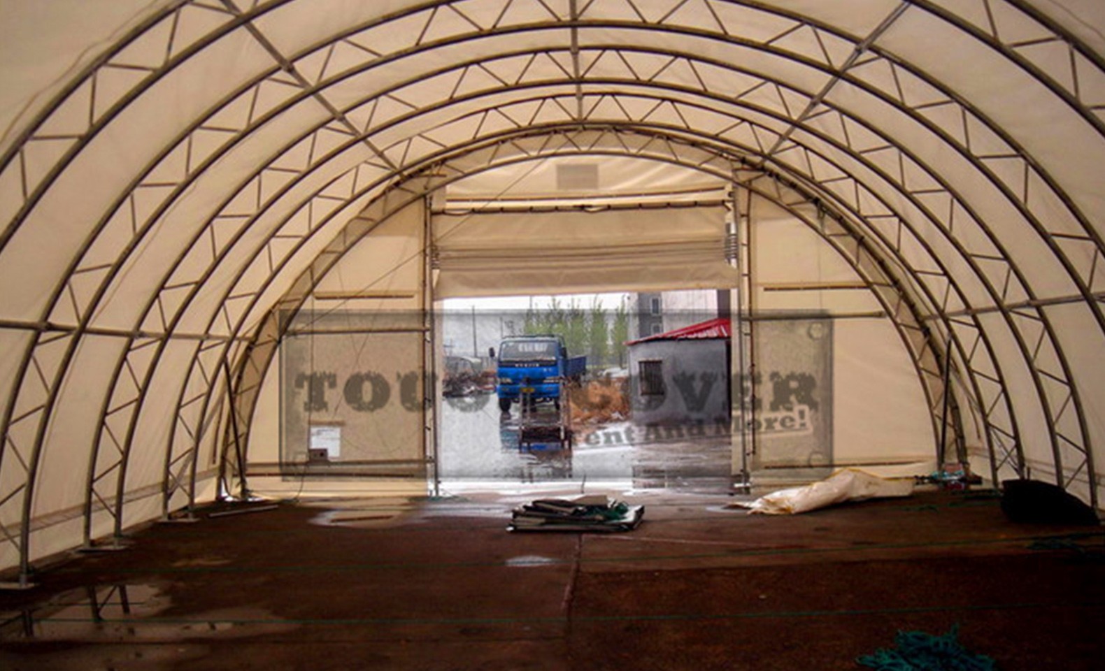 Dome double truss fabric building