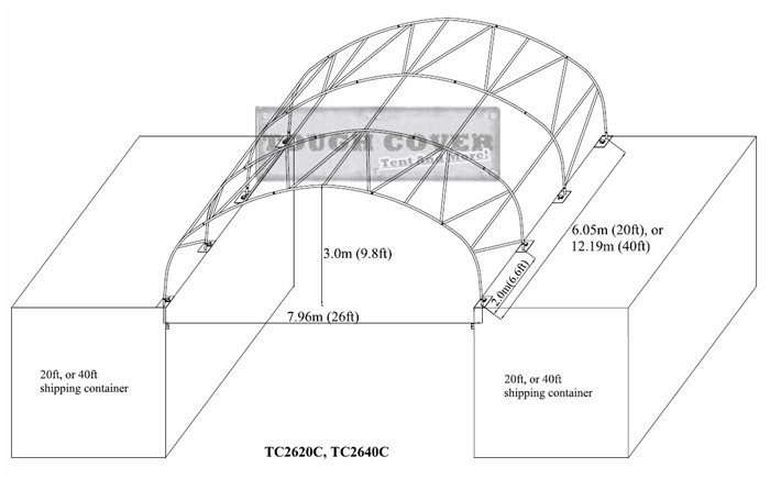 8m(26ft) wide Container Canopy